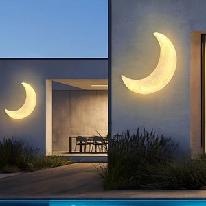 Décoration d'intérieur, lampe <span class=keywords><strong>demi</strong></span>-<span class=keywords><strong>lune</strong></span>, croissant de <span class=keywords><strong>lune</strong></span> moderne, <span class=keywords><strong>applique</strong></span> murale extérieure, éclairage créatif en résine, fond de <span class=keywords><strong>lune</strong></span>, <span class=keywords><strong>applique</strong></span> murale LED étanche - Product Image 4