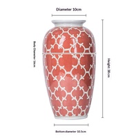 Vase en céramique rouge fait main semi-artisanal, ornement de style chinois moderne, décoration de salon et d'entrée, fleur artificielle d'inspiration nordique