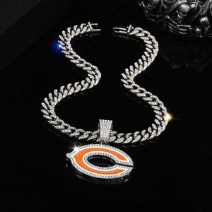 Collier en alliage Hip <span class=keywords><strong>Hop</strong></span> Chicago Bears Team, collier chaîne cubaine avec diamants - Product Image 3