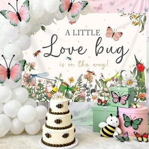 Fondo para Baby Shower con Diseño <span class=keywords><strong>de</strong></span> Insectos, Flores y Hojas, Decoración para Fiesta <span class=keywords><strong>de</strong></span> Baby Shower - Product Image 6