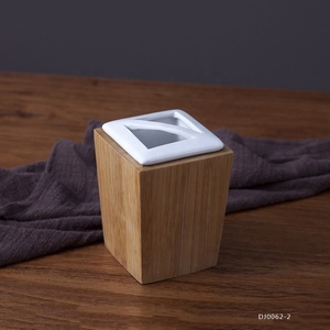 Wholesale Promotional Modern Design Customized logo White Ceramic Bathroom <strong>Accessories</strong> Set with Bamboo - Product Image 4
