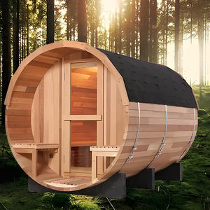 Massivholz 4-6 Personen Sauna raum im Freien Trocken dampfs auna Kit 40mm Hemlock <span class=keywords><strong>Barrel</strong></span> Red Cedar 6KW 9KW Herd - Product Image 4
