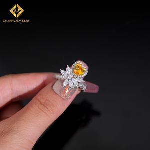 Neue Trendy Silber VVS Gelb Diamant Herz schliff Verlobung Frauen Schmuck Ringe Versprechen Trau ringe - Product Image 5