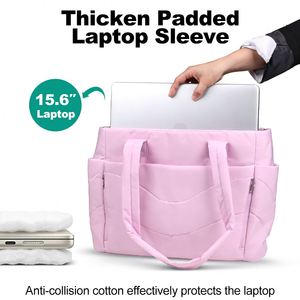 Puffer Tote Bag for Women, Lightweight Puffy Work Handbag Teacher Nurse Quilted Shoulder Bag for School Travel Gym - Product Image 5