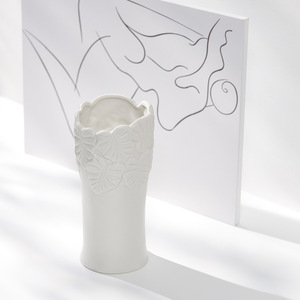 Vase en céramique blanc nordique moderne minimaliste à large ouverture, fonction hydroponique, pour salon, présentation de fleurs séchées, décoration intérieure - Product Image 4