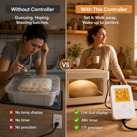 Kotak Pengembang Adonan Roti Ekstra Besar dengan Kontrol Suhu Pemanas 4 Sisi & Timer Digital, Kotak Pemanas Sourdough untuk Memanggang