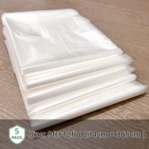 Plastic Drop Cloth 9ft x 12ft 1Mil Thick Waterproof Painting <b>Tarp</b> for Furniture Floor Covering - Product Image 4