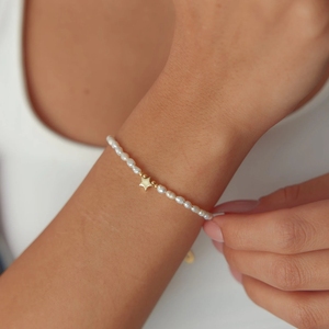 Pulsera clásica de perlas de agua dulce con corazón, <span class=keywords><strong>luna</strong></span>, estrella, encanto, oro, plata, oro rosa, cuentas de acero inoxidable, brazaletes Unisex elegantes - Product Image 5