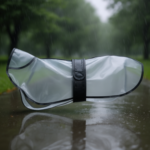 Impermeable para Mascotas Tarbes de PVC, Talla L 60 cm, Transparente con Borde Negro - Product Image 3