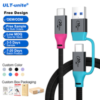 Câble de charge rapide tressé USB-C vers USB-C et USB vers USB-C ULT-unite Custom Forza Horizon 6, couleur assortie, 2 en 1