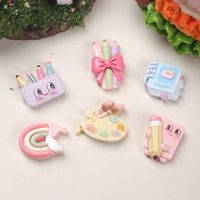 Breloques en résine DIY style dessin animé, accessoires d'étude, papeterie arc-en-ciel pour pinces à cheveux DIY, coques de téléphone, boucles de chaussures