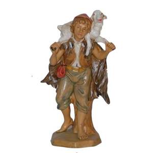 Figura de Pastor para Belén, Efecto Madera, Altura 16 cm - Product Image 1
