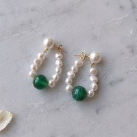 Boucles d'oreilles créoles en pierre naturelle pour femmes, tendance, avec perles de pierres précieuses colorées, bijoux de mode pour mariage, vente en gros