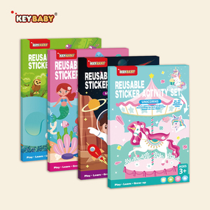 Keybaby personalizado niños actividad reutilizable libro de pegatinas para niños juguetes educativos libros pegatinas electrostáticas con sobre - Product Image 1