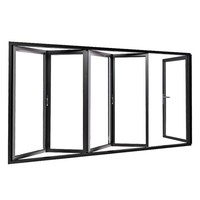 Porte pliante en aluminium moderne pour patio extérieur avec verre trempé, portes pliantes verticales à double battant