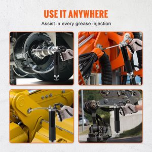 Pistola engrasadora de grado profesional 6000 PSI 14 OZ/400 CC Capacidad Manguera flexible de 19,69 pulgadas 2 Acopladores planos Negros 1 Acoplador puntiagudo 2 - Product Image 6