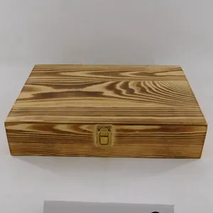 Benutzer definierte unvollendete Geschenk verpackung aus Kiefernholz Geschenk boxen aus Naturholz mit Deckel und Verschluss