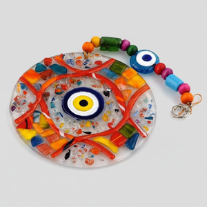 12X22 cm Vidrio Evil Eyes Decoración de pared Paneles de vidrieras - Product Image 2