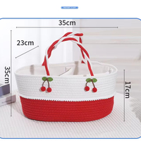 Panier de rangement portable pour couches en corde de coton, organisateur de couches bébé motif cerise arc-en-ciel, sac à couches pour maman, panier à couches pour bébé