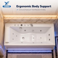 Baignoire de massage rectangulaire portable autoportante avec hydromassage et massage à bulles d'air pour appartement, hôtel, villa