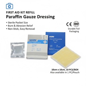 Recharge de trousse de premiers secours : Pansement en gaze de paraffine 100% coton stérile, méthode EOS, format poche, patch brûlure pour intervention d'urgence - Product Image 1