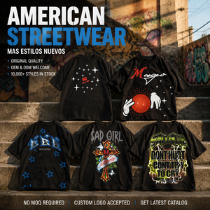 T-Shirt Nera con Strass ODM OEM Stile Gotico Streetwear con Logo Personalizzato e Ventilazione $SAD BOY Junior H - Product Image 5