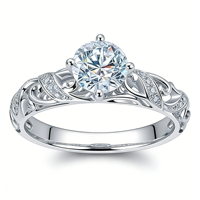 RFGLZJ063 Kreuzförmiger Vier-Finger-Mechanischer Krallen-Ring mit Gravur, 18K Gold, DEF VVS Qualität, Labor-Gezüchteter Diamant-Ehering