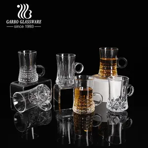 كوب قهوة شفاف بتصميم تركي عربي للبيع بالجملة, كوب شاي زجاجي شفاف 4 أونصة للاستخدام اليومي
