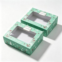 Caja de Regalo para Bufandas, Marcos de Fotos, Cinturones, Ropa, Calcetines, Caja de Embalaje Reciclable Personalizable con Temática Navideña, Caja de Papel Plegable con Ventana