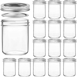 Classic Round Glass Jars with Screw Cap Lids-Eco-Friendly <b>Freezer</b> Safe Food <b>Storage</b> <b>Containers</b> in Various Sizes - Product Image 1