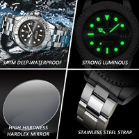 Poedagar Vente en Gros Montres de Luxe pour Hommes Bracelet Acier Inoxydable Montre à Quartz Étanche Lumineuse pour Hommes