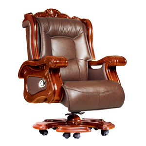 Patron döner yöneticisi gerçek deri yönetici ofis mobilya sandalye ahşap lüks patron sandalyesi - Product Image 5