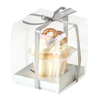 Boîtes à cupcakes individuelles en plastique transparent pliables, contenants cadeaux écologiques en PET recyclé, logo personnalisé, gaufrage, vernissage, pour aliments