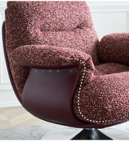 Fauteuil d'appoint pivotant rétro, style italien minimaliste, fauteuil simple avec housse amovible et lavable, rembourrage en duvet, confort doux