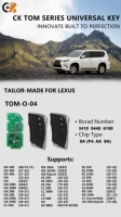 Clés de véhicule universelles intelligentes CK TOM Series TOM-O-04 à 3/4 boutons 8A avec circuit imprimé pour télécommande automobile Lexus ES LC LS RX
