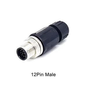 Connecteur d'aviation M12 étanche 17 broches, mâle/femelle, pour capteur, 4, 5, 8, 14 broches, plaqué or, IP67, connexion à souder - Product Image 4