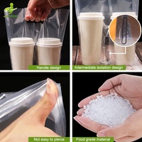 Sac d'emballage en plastique PE personnalisé avec logo imprimé pour emporter, pour café, bubble tea, boba tea, gobelets à emporter
