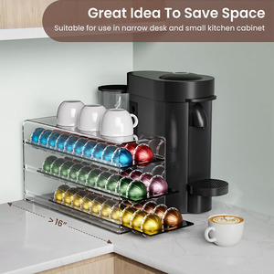 Tiroir de rangement pour capsules de café en acrylique à 3 niveaux, capacité de 60 capsules, porte-capsules de café pour <span class=keywords><strong>Nespresso</strong></span> <span class=keywords><strong>Vertuo</strong></span> - Product Image 4