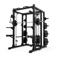 Rack Commercial Compact Tout-en-un pour Petites Salles de Sport, Largeur 2200mm, Machine Smith Multi-Planes 3D, Combo Power Rack et Barre de Traction en Carbone