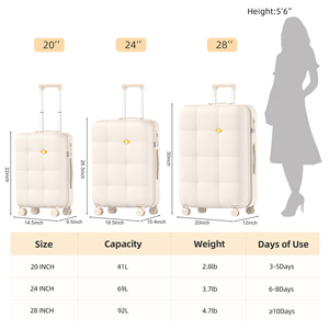 OEM ODM Mgb ABS Hardside Hành Lý Bộ 3 20 + 24 + 28 Inch Kích Thước Tsa Khóa An Ninh Dễ dàng 360 ° Bánh Xe Du Lịch Xe Đẩy Vali - Product Image 6