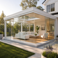 Véranda en aluminium et verre HUACAI avec toit polygone, verre feuilleté trempé de sécurité, maison de jardin moderne pour villa