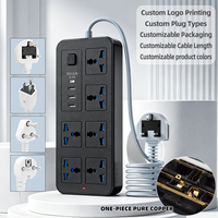 Enchufe de Extensión Multifuncional Duradero de 6 Vías, 3 USB, 1 Tipo C, 3 Metros, con Certificación CE y ROHS