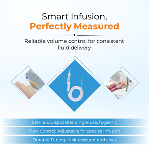 Ensemble de perfusion intraveineuse jetable pour adultes, tube en PVC transparent, certifié CE - Product Image 3