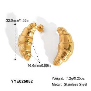 Pendientes de Botón de Concha Minimalistas y Modernos de Acero Inoxidable con Baño de Oro de 14K, Duraderos y Resistentes al Deslustre, para Mujer, Ideales para Fiestas - Product Image 4