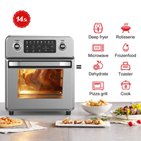 Friteuse à air électrique moderne carrée en acier inoxydable avec deux boutons et écran numérique, capacité de 14,5 L, contrôlée par application pour usage domestique