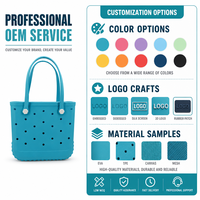 Sac fourre-tout de plage personnalisé en EVA bleu, étanche, avec fermeture à bouton, portable, tendance, pour rangement extérieur - Vente en gros OEM Privé