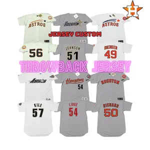 Heren Houston 49 Larry Dierker 50 J. R. Richard 51 Randy Johnson 54 Brad Lidg E Throwback Honkbal Jersey Gestikte S-5xl