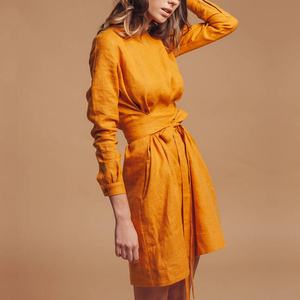 Robes en coton et lin pour femmes sur mesure, robe enveloppante 100% lin - Product Image 4