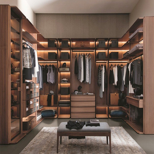 Modular L hình dạng mở đồ nội thất phòng ngủ tủ quần áo đi bộ trong tủ quần áo với kệ giày dẫn Dải ngăn kéo thanh trượt - Product Image 6