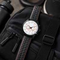 Montre à quartz pour homme, boîtier en acier inoxydable, bracelet en cuir véritable, montre-bracelet décontractée pour homme